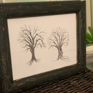 Rustic Hand-Drawn Picture of Trees by Local 90 Yr Old NC Artist